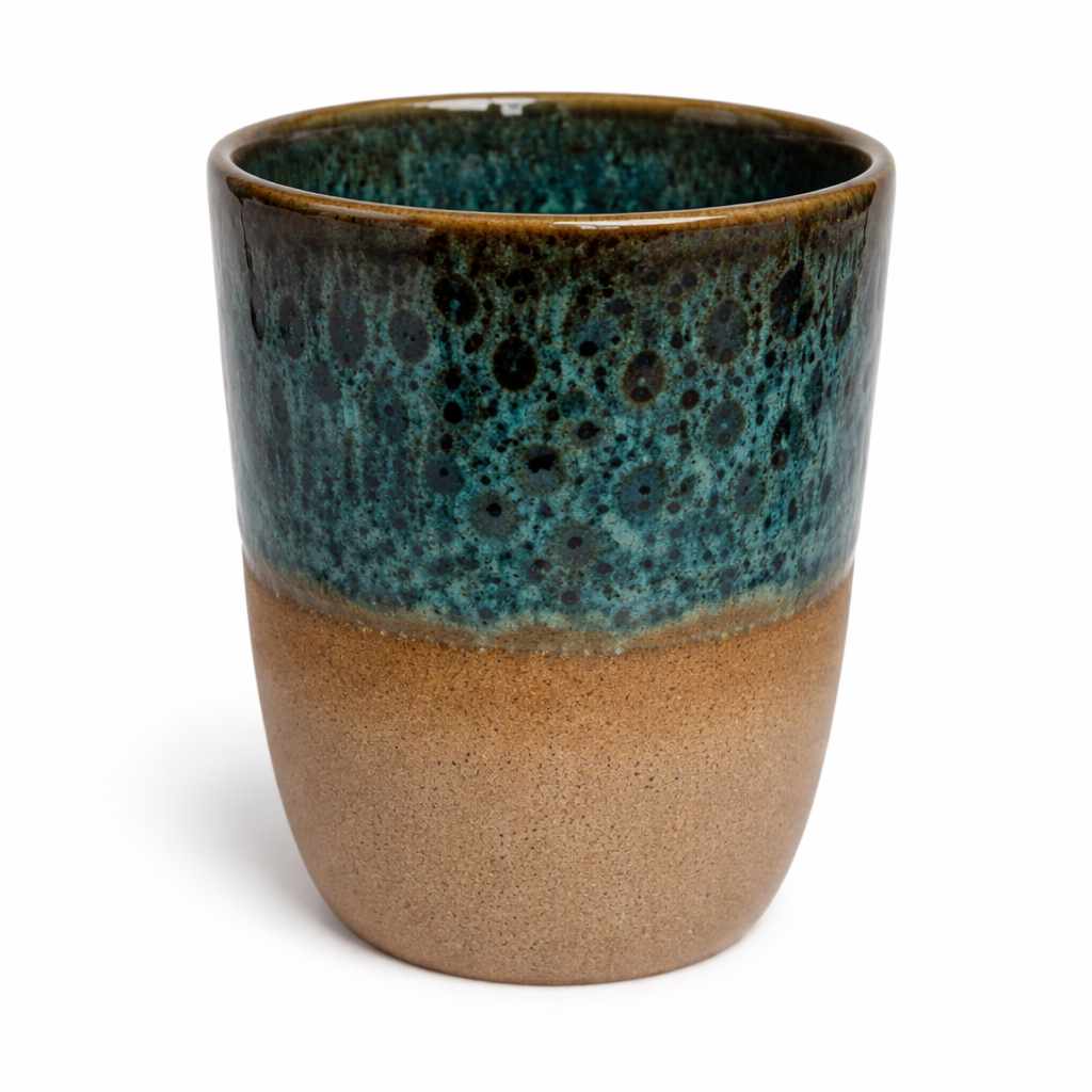 Textured Ceramic Tumbler with Vibrant Glaze 8.5X7.8Cm