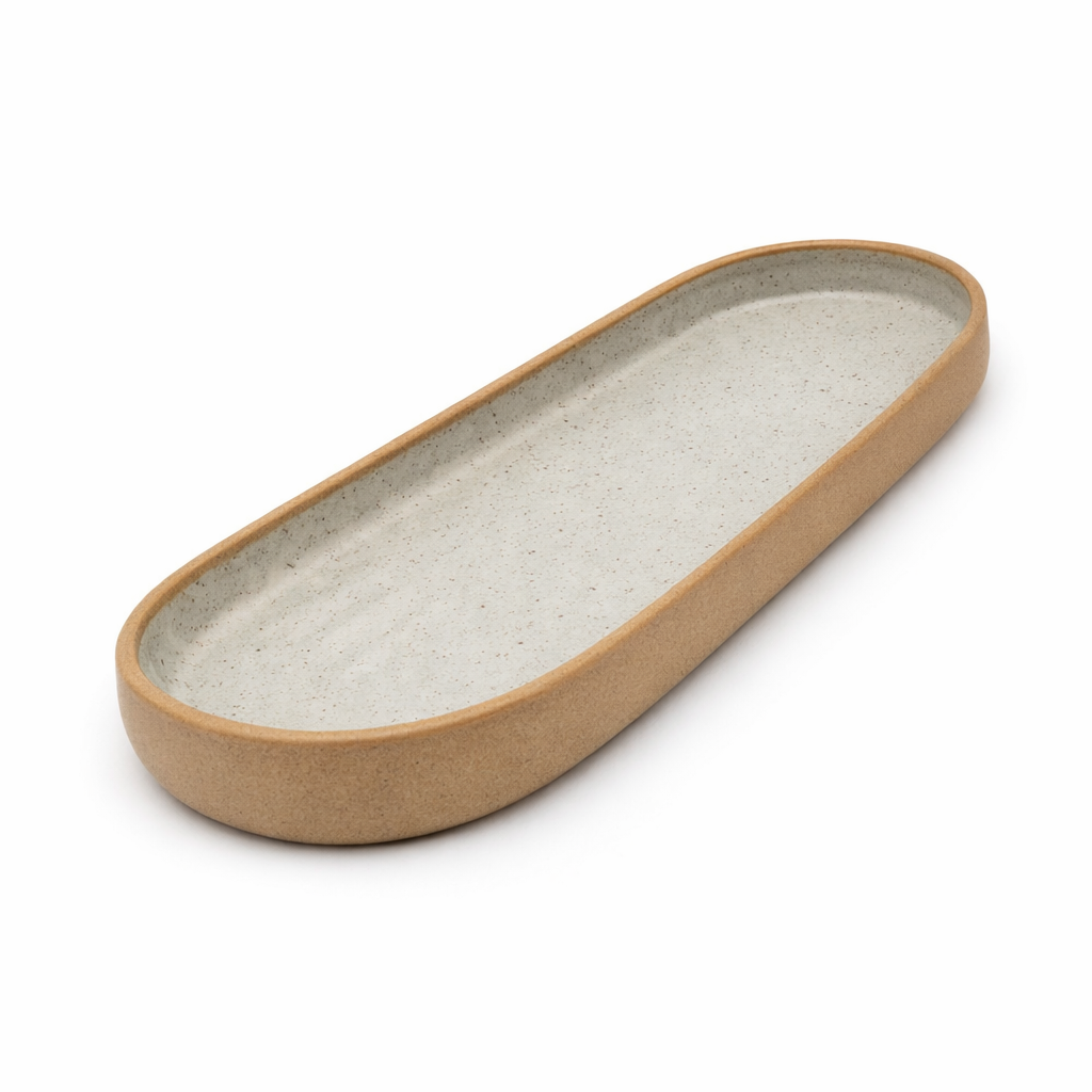 Oval Strip Plate Sandy Beige