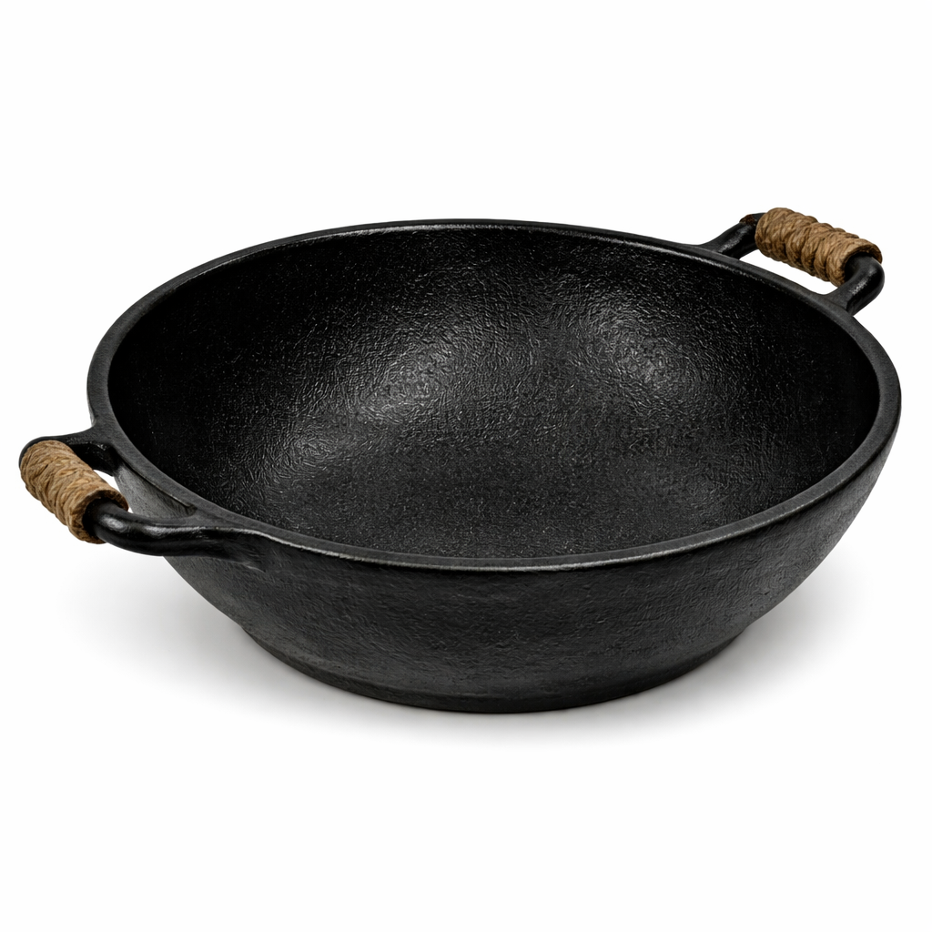 Rustic Deep Ceramic Platter With Rope Handle Black