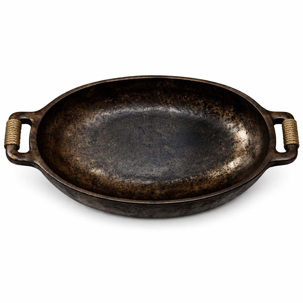 Double Ear Oval Plate Bronze 27.5X15X4.5Cm