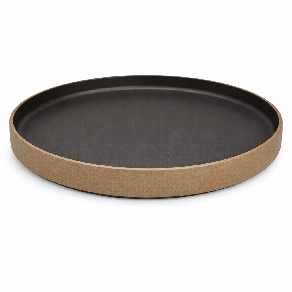 Round Deep Plate Flat Bottom Ivory Black
