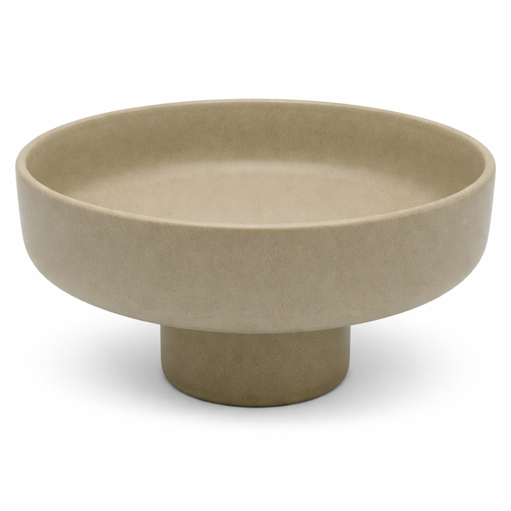 Minimalist Beige Ceramic Pedestal Bowl Beige