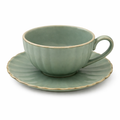 Coffee Cup And Saucer Gray Green Pumpkin 220Ml