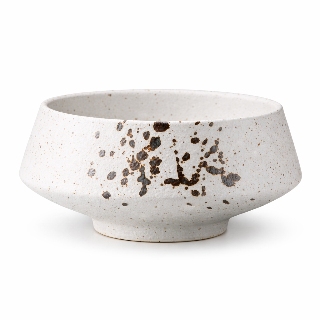 Soup Bowl White Matt Splash Ink