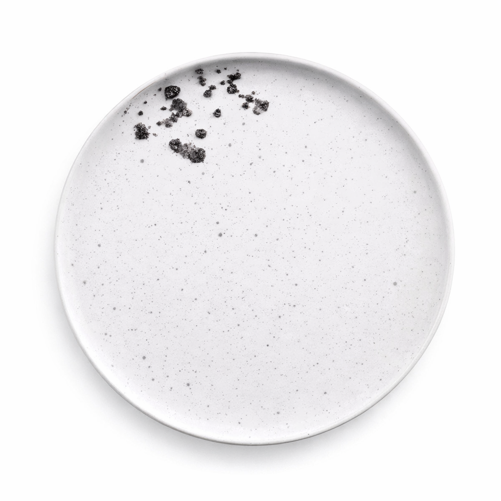 Round Flat Plate White Matt Splash Ink