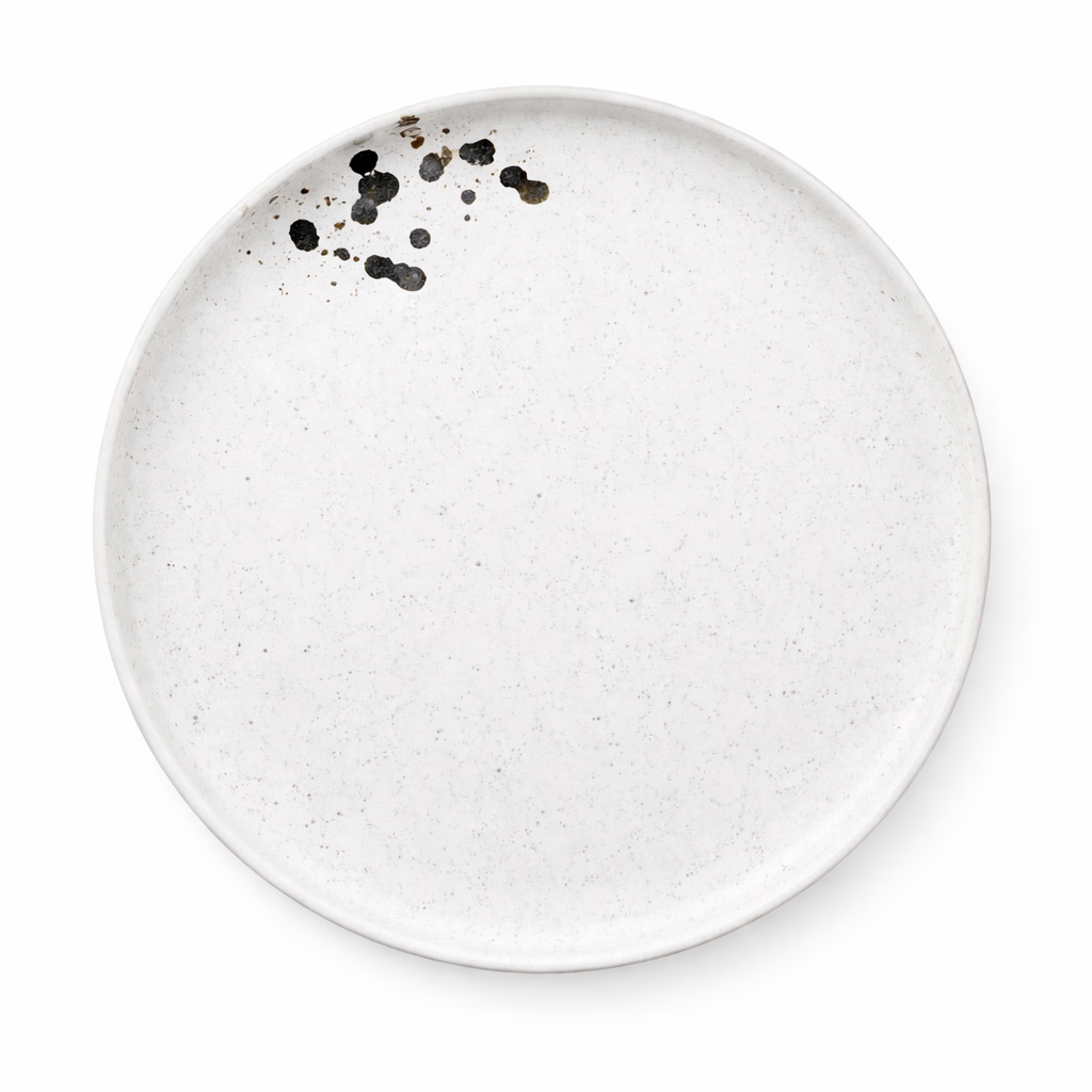 Service Round Plate White Matt Splash Ink
