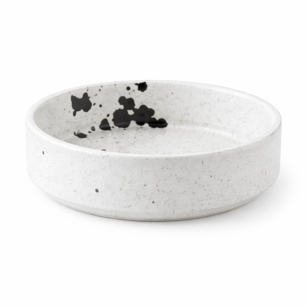 Small Dish White Matt Splash Ink