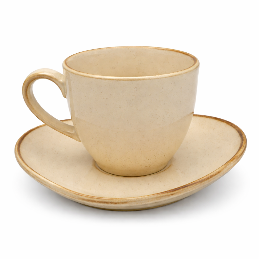 Tea Cup Peach Color With Saucer