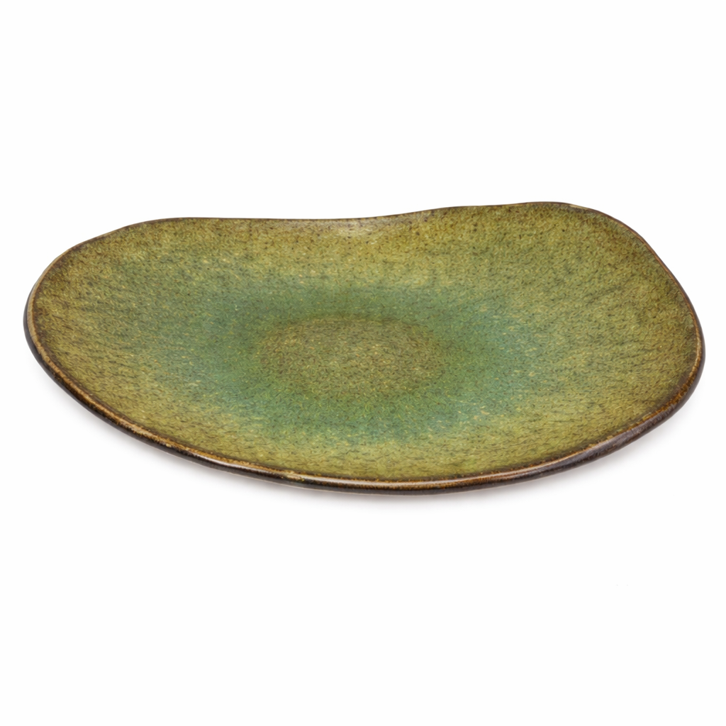 Rectangular Dessert Plate Green Ocean