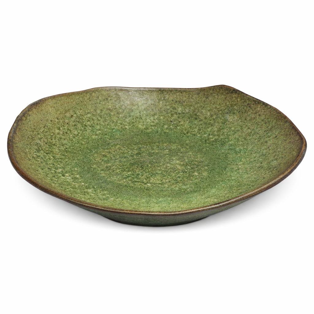 Round Deep Plate Green Ocean