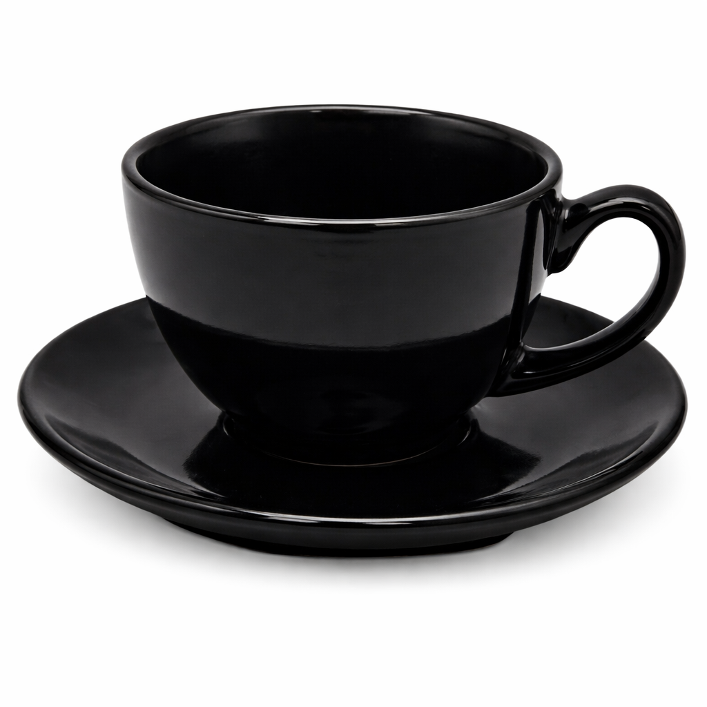 Tea Cup With Saucer Black Matt