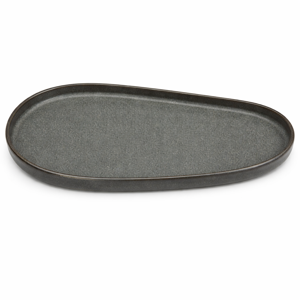 Oval Plate Green Grey