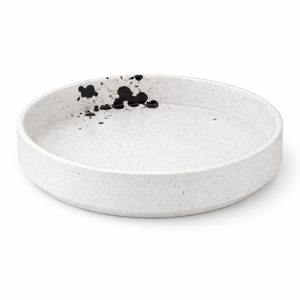 Dessert Plate White Matt Splash Ink