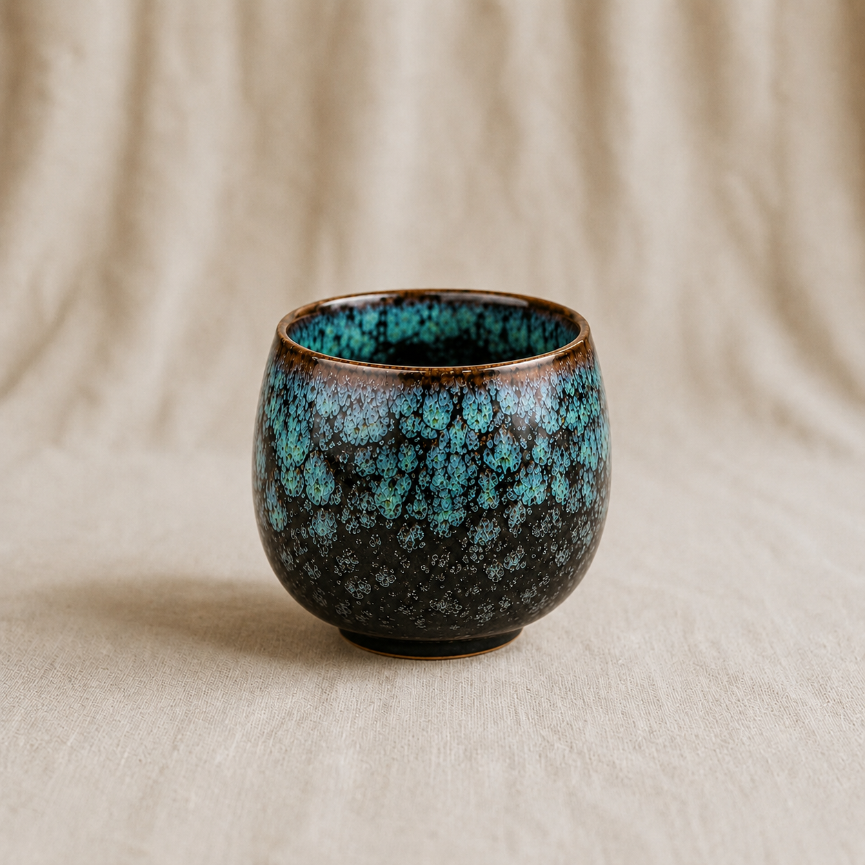 Abbracc Handleless Ceramic Tea Cup Blue