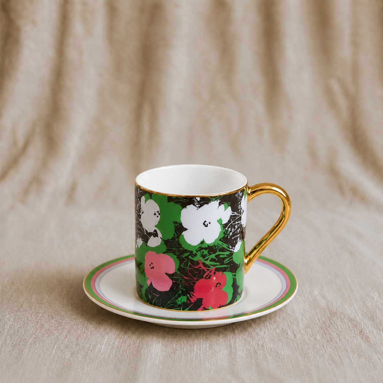 Andy Warhol Bloom Espresso Cup & Saucer - 18K Gold