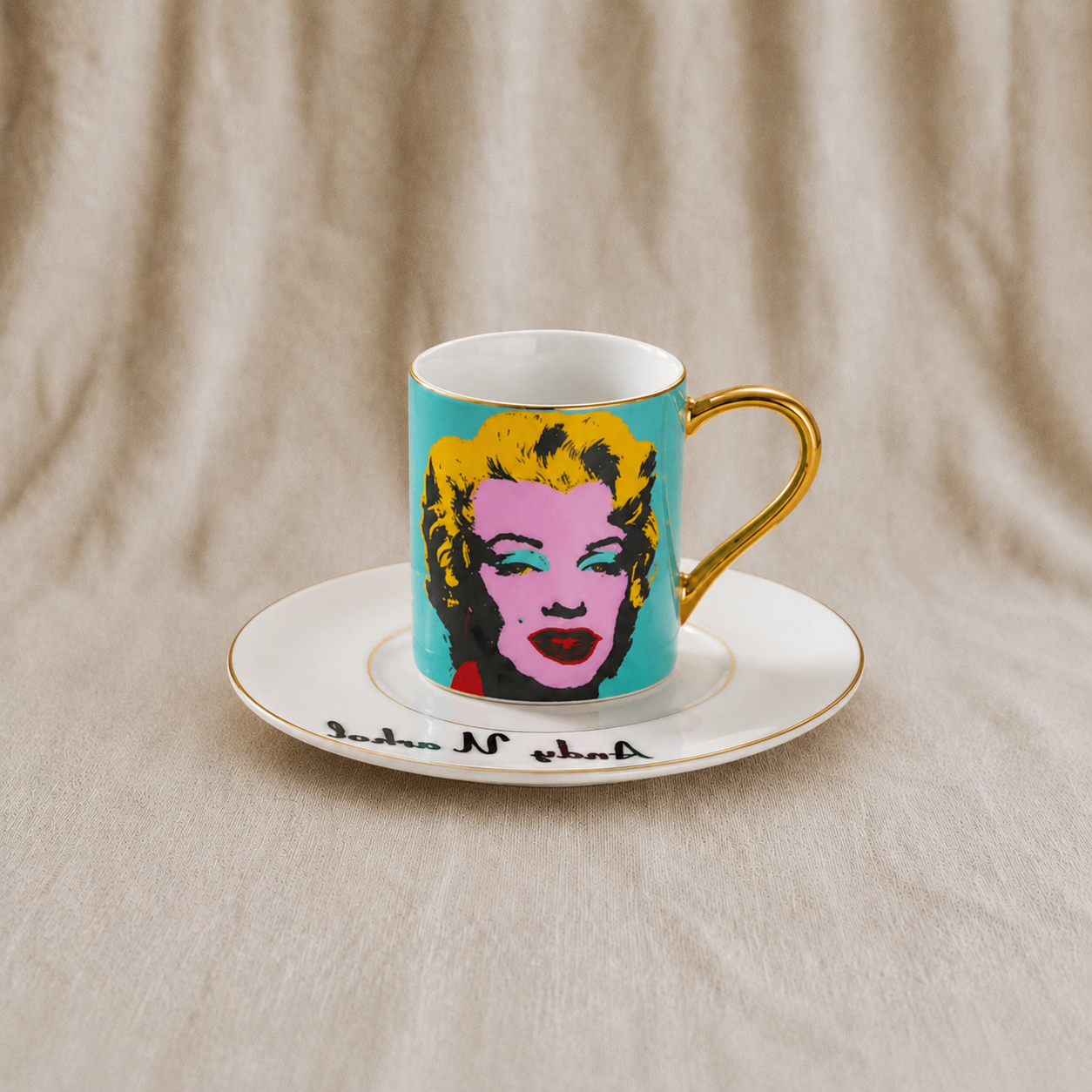 Andy Warhol Marilyn Monroe Espresso Cup & Saucer - 18K Gold