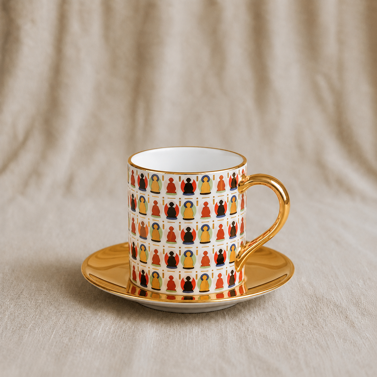 Belief White Espresso Cup & Saucer - 18K Gold