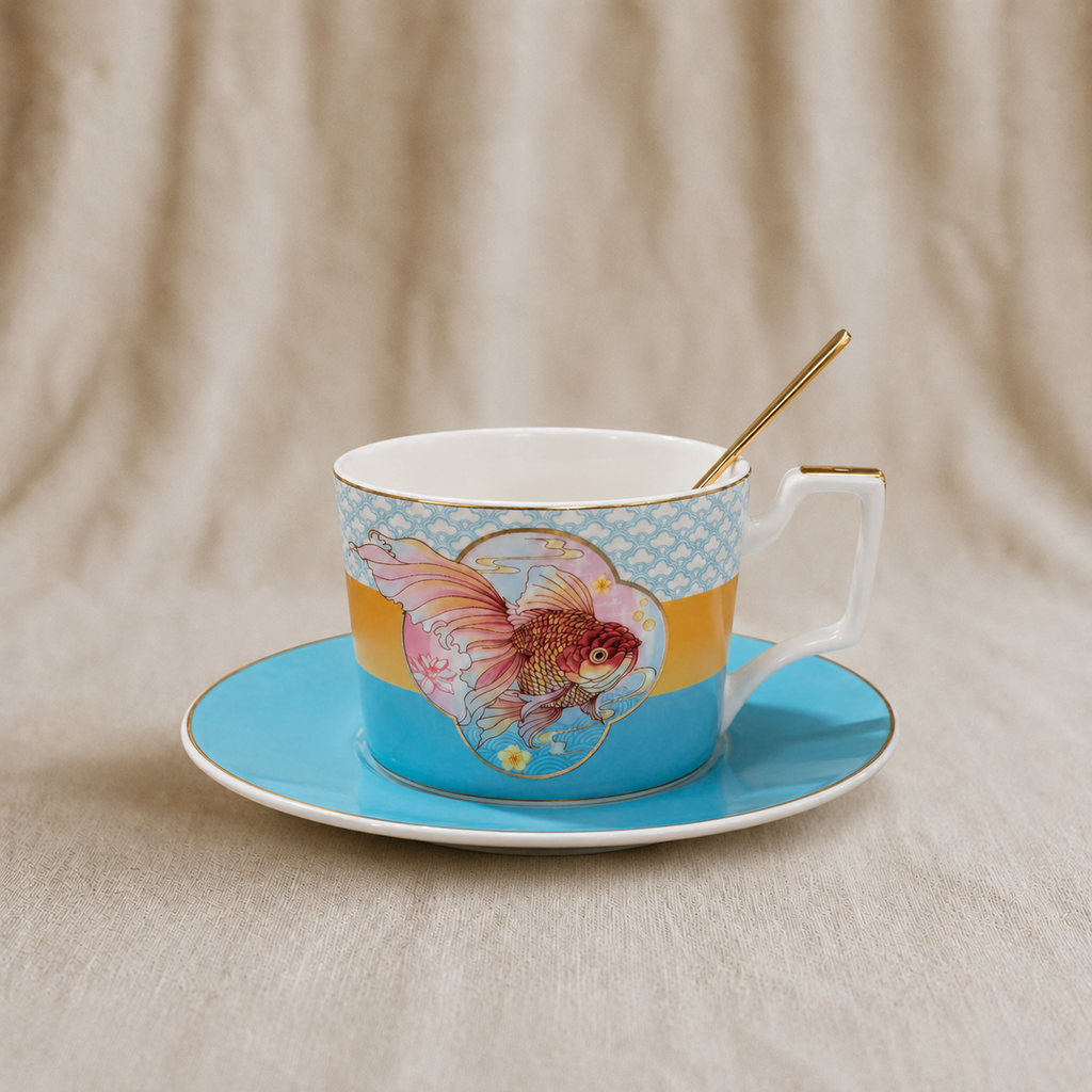 Blue Goldfish Gathering Coffee Cup