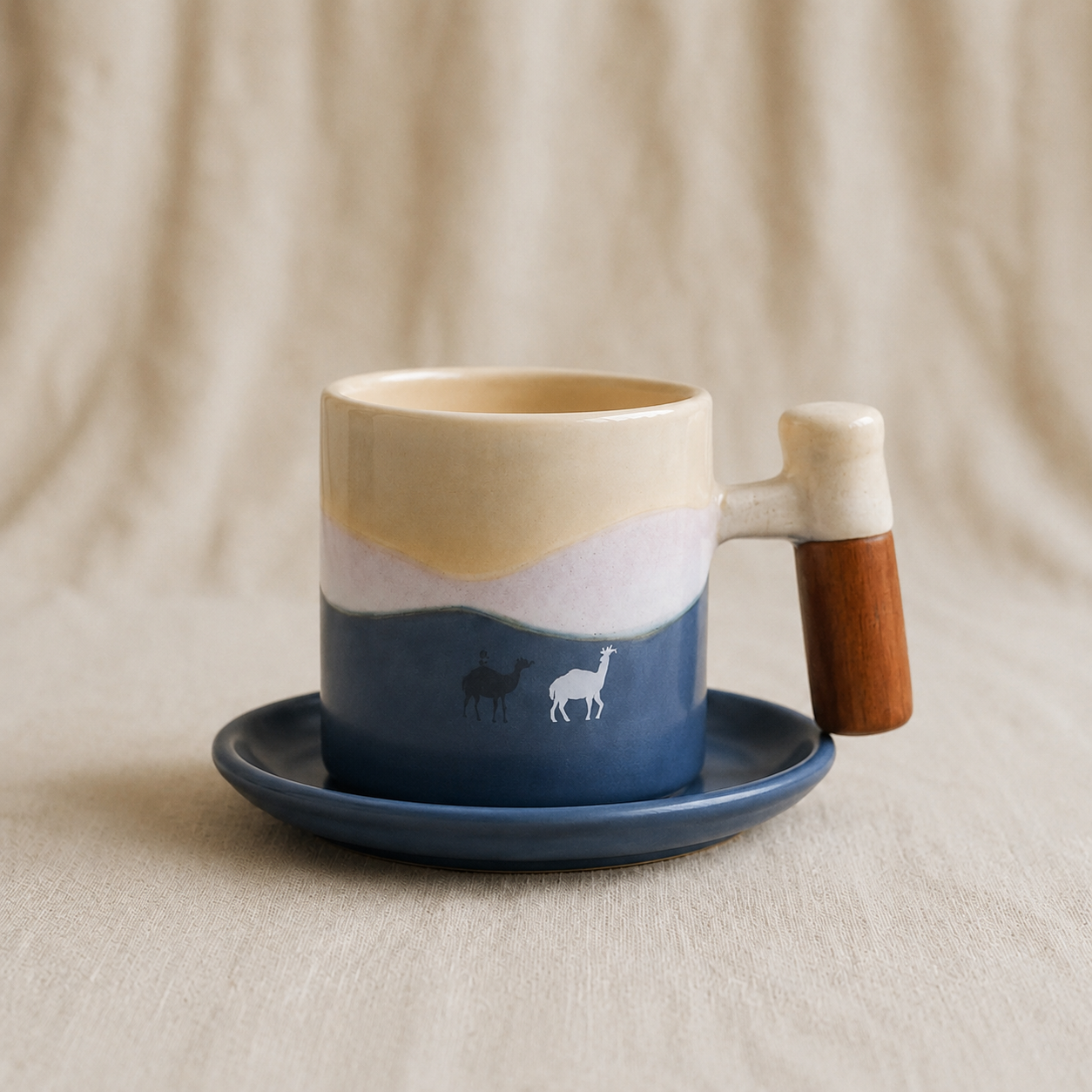 Desert Dune Espresso Cup with Wooden Handle