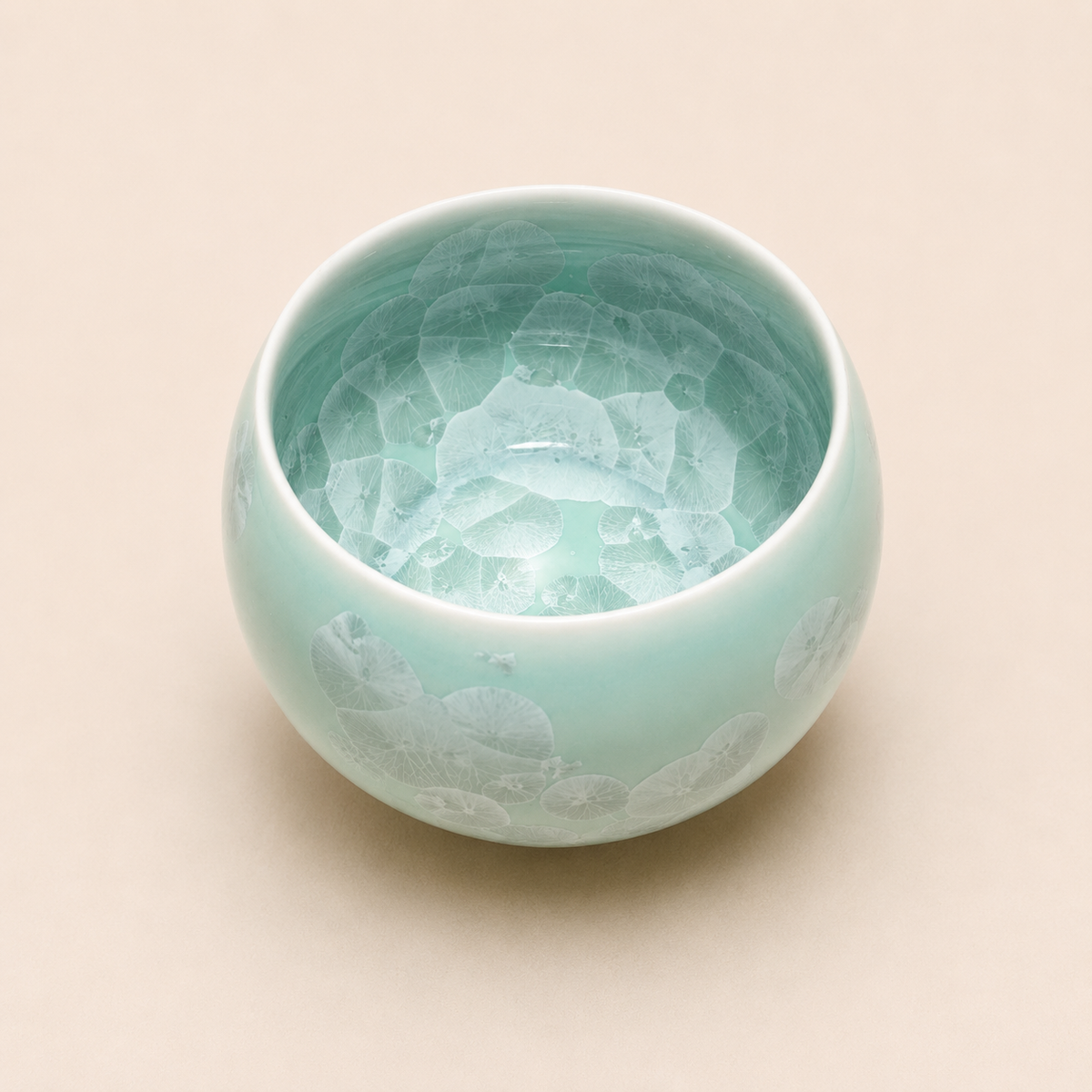 Ice Crackle Crystal Glaze Blue Tea Cup
