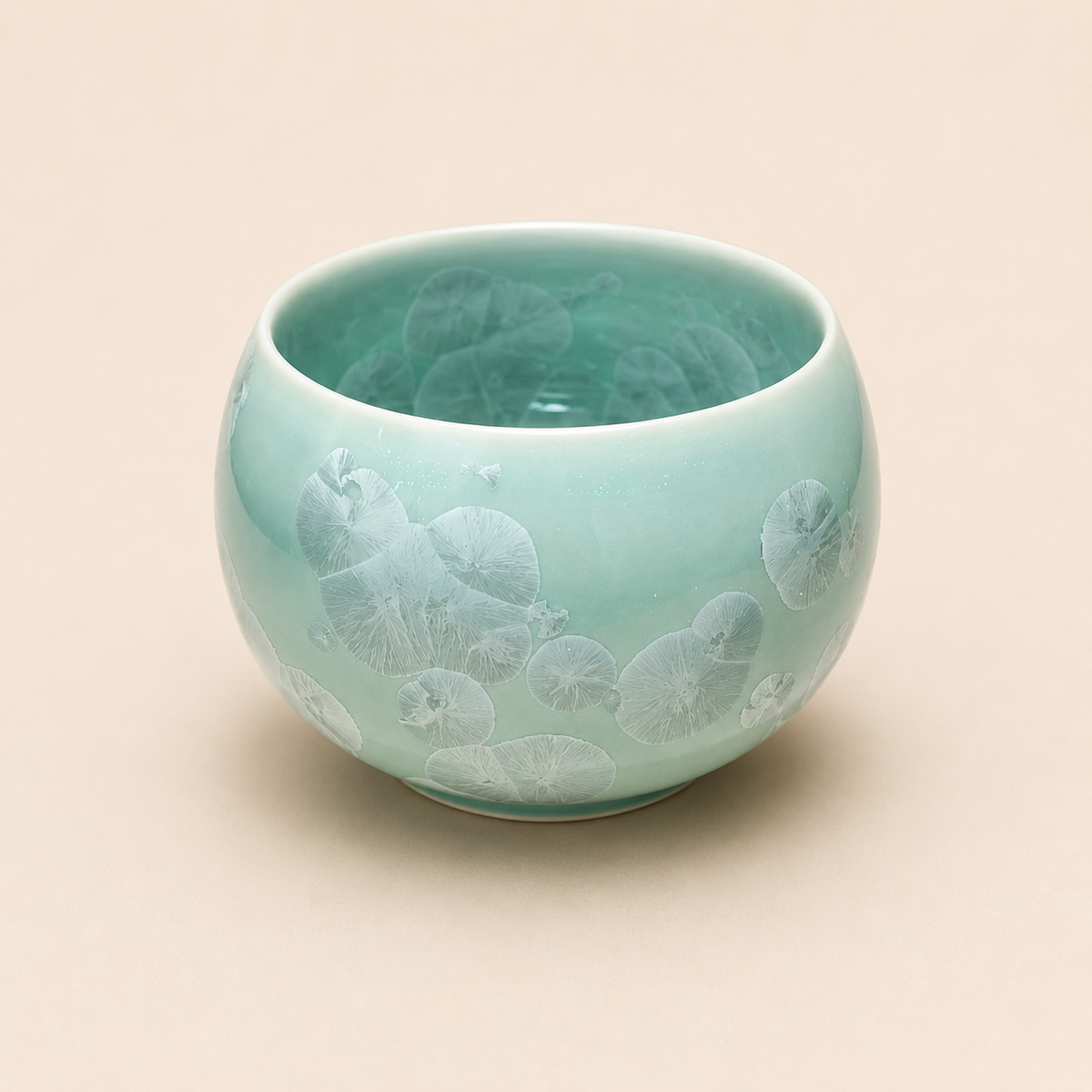 Ice Crackle Crystal Glaze Blue Tea Cup