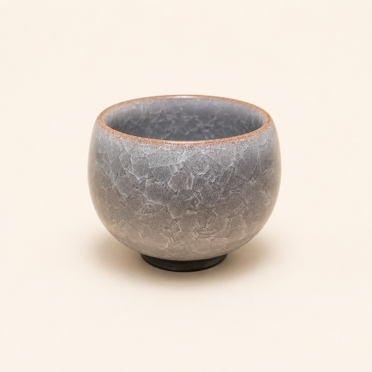 Ice Crackle Crystal Glaze Gray Tea Cup
