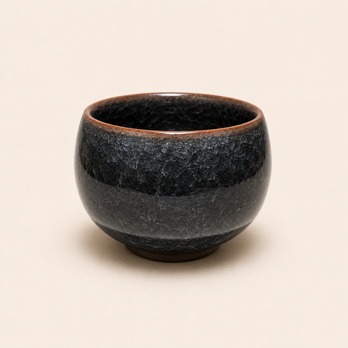 Ice Crackle Crystal Glaze Deep Green Tea Cup