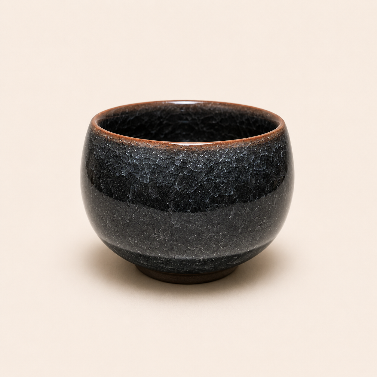 Ice Crackle Crystal Glaze Deep Green Tea Cup