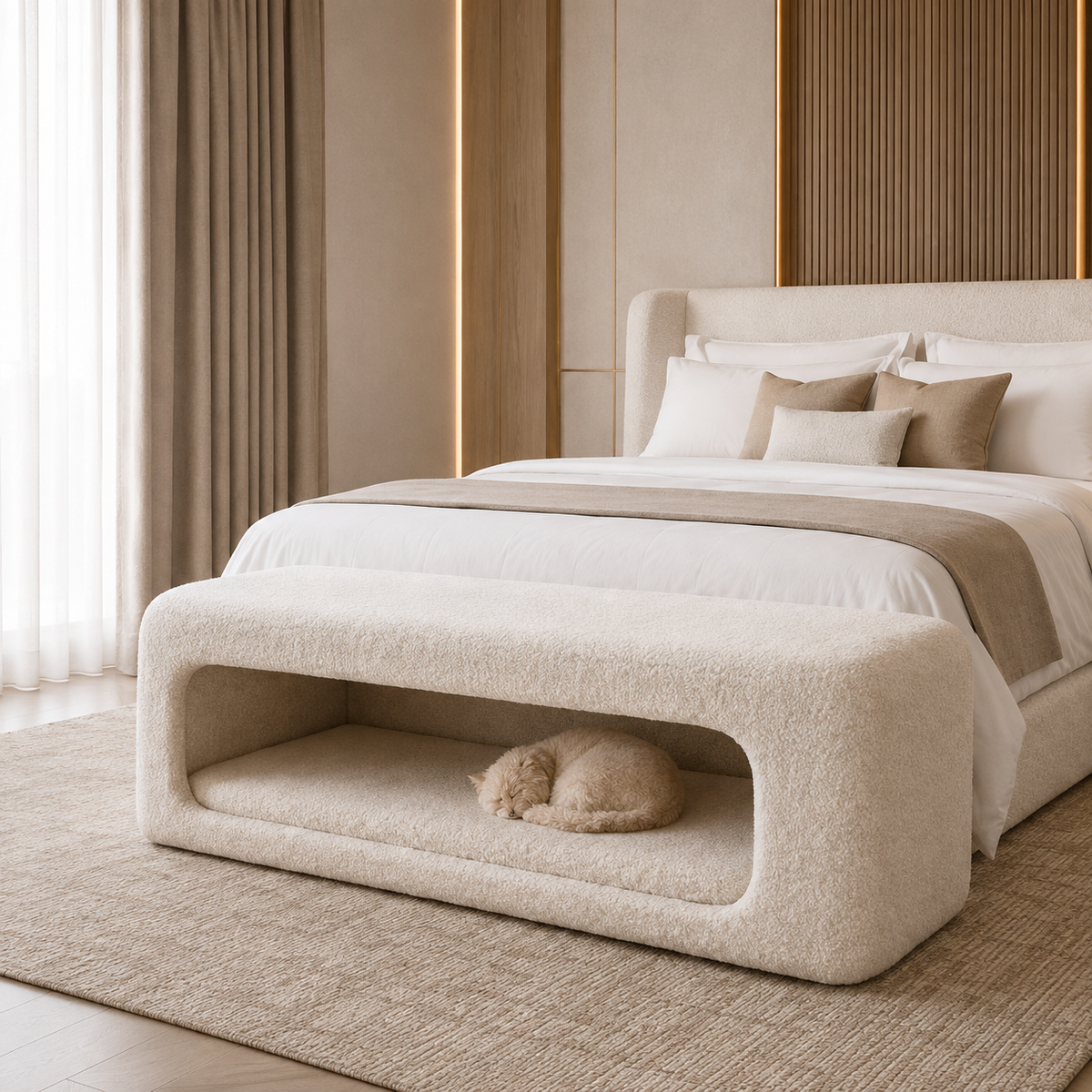 Aveline King Bed Pet Nook Bench