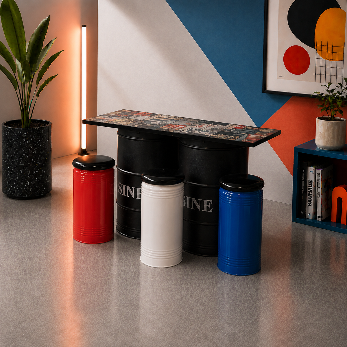 Retro Double Barrel Bar Table