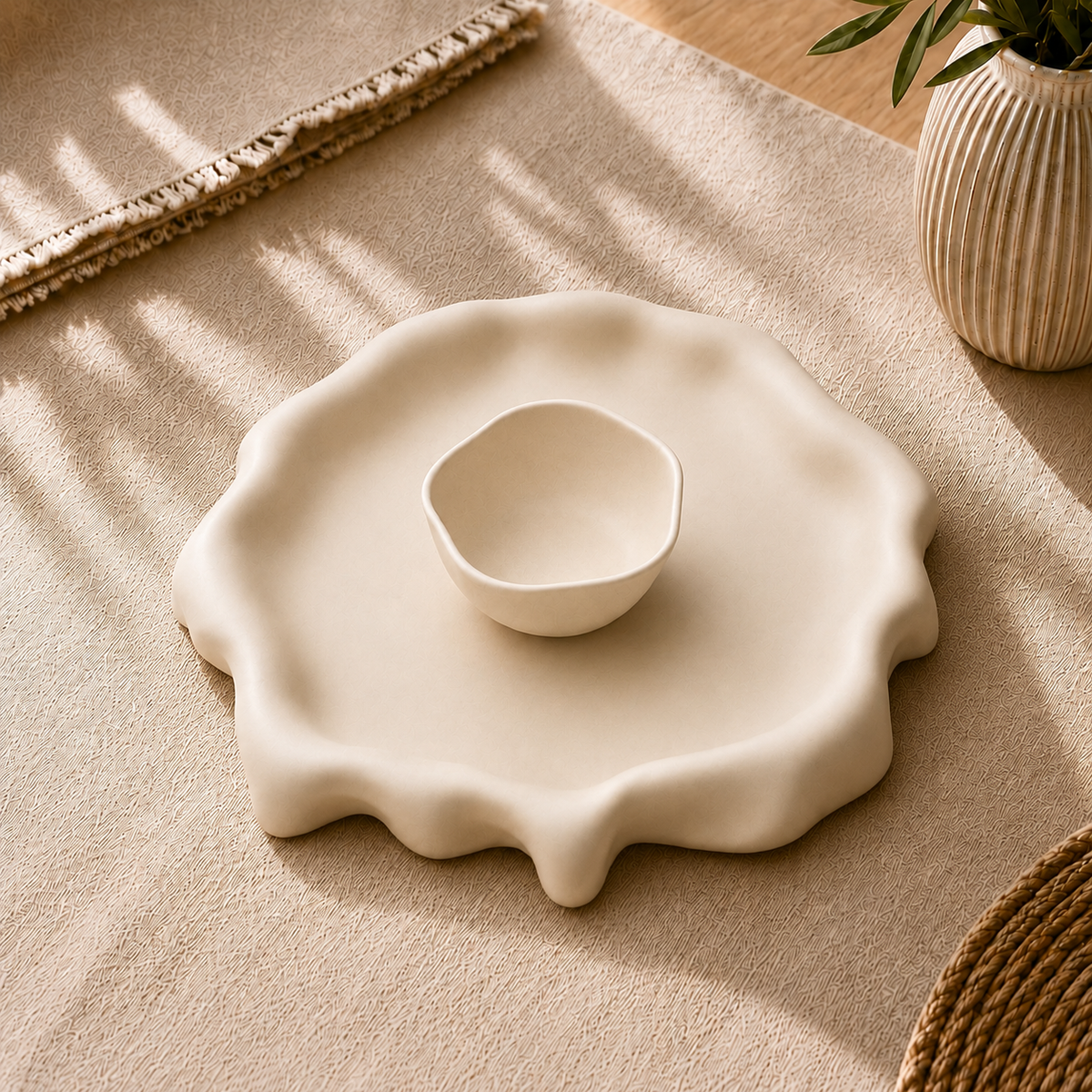 Petal Ceramic Serving & Dip Platter