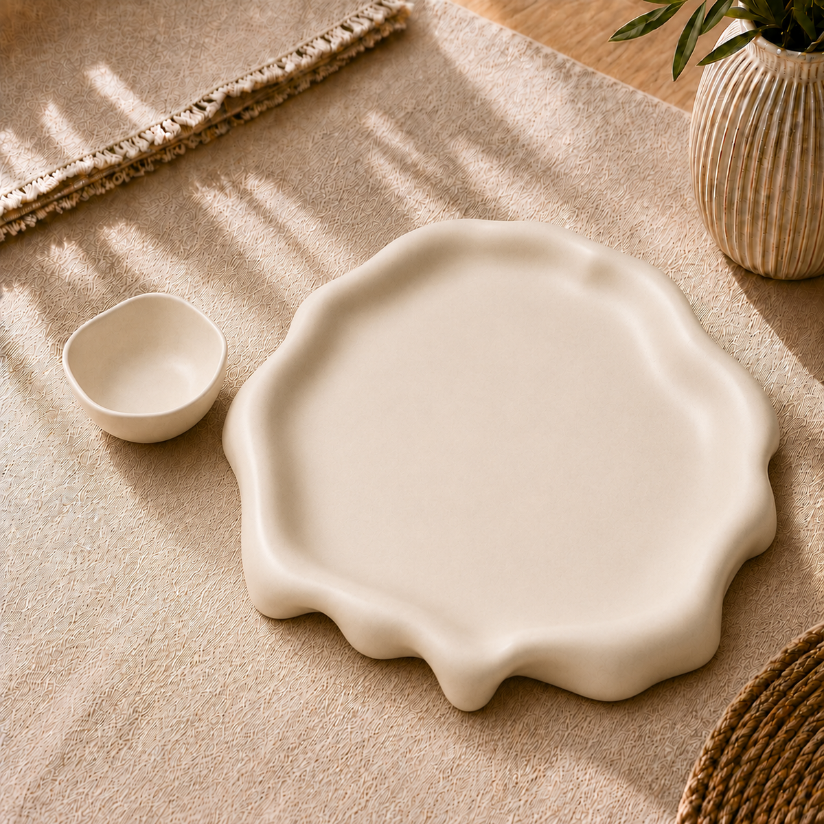 Petal Ceramic Serving & Dip Platter