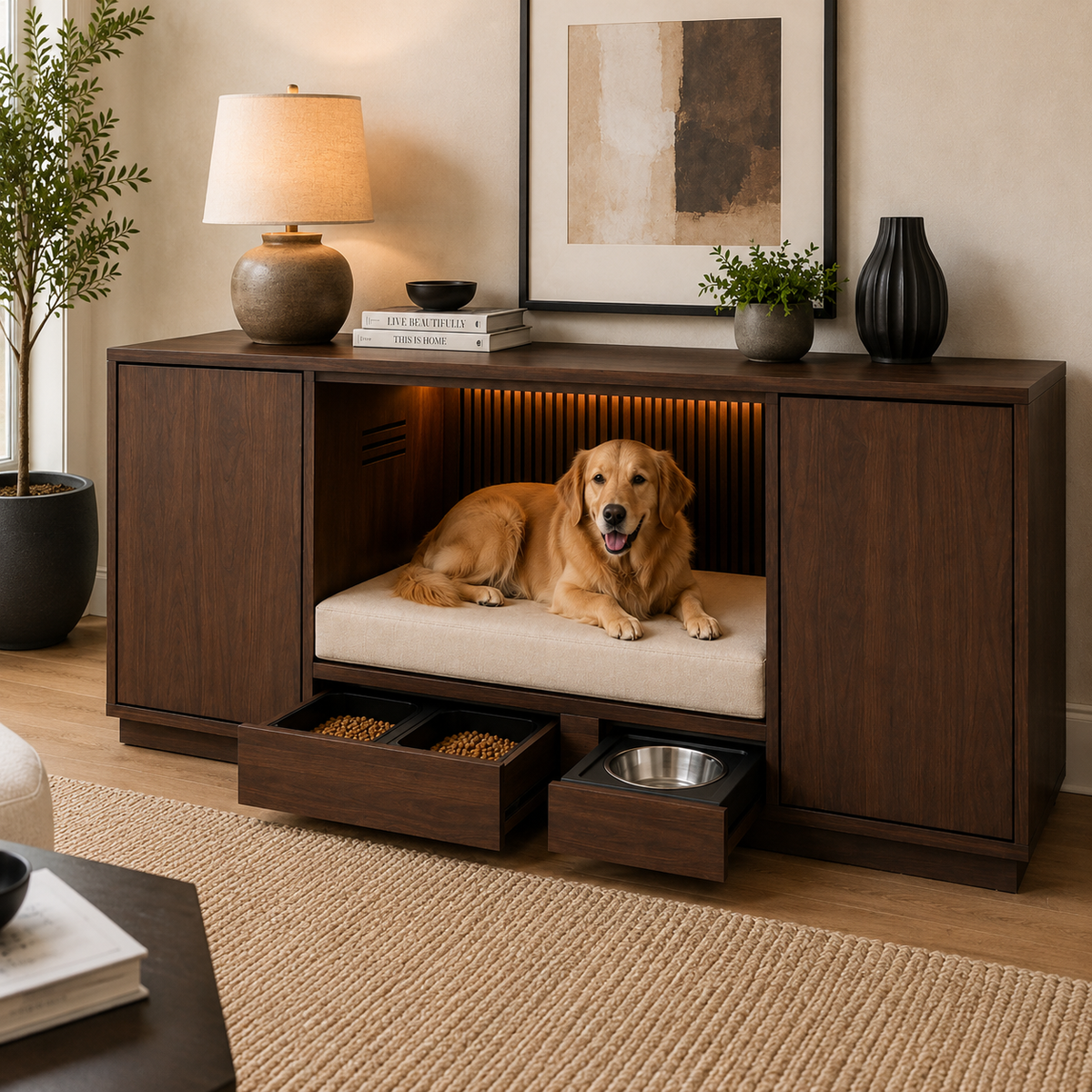 Nourish Nook Pet Retreat Console - Walnut