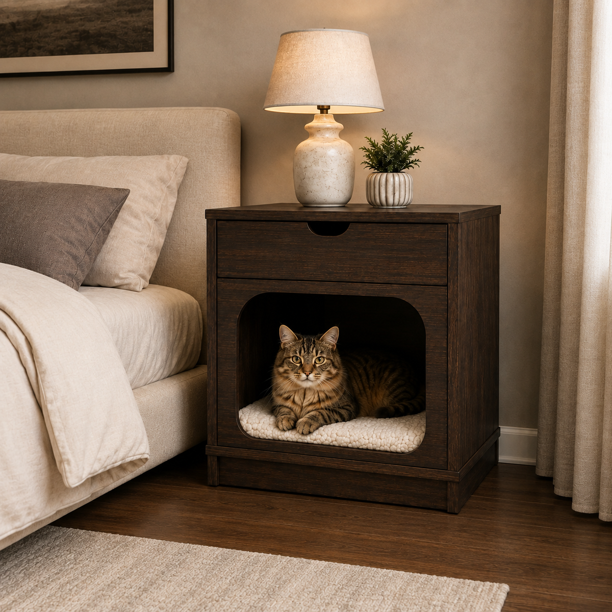 Hearthside Pet Nook Table - Dark Walnut