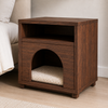 Cove Wooden Bedside Table with Integrated Pet Bed - Dark Walnut