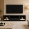 DuoNest Wooden TV Console with Twin Pet Beds & Storage - Black