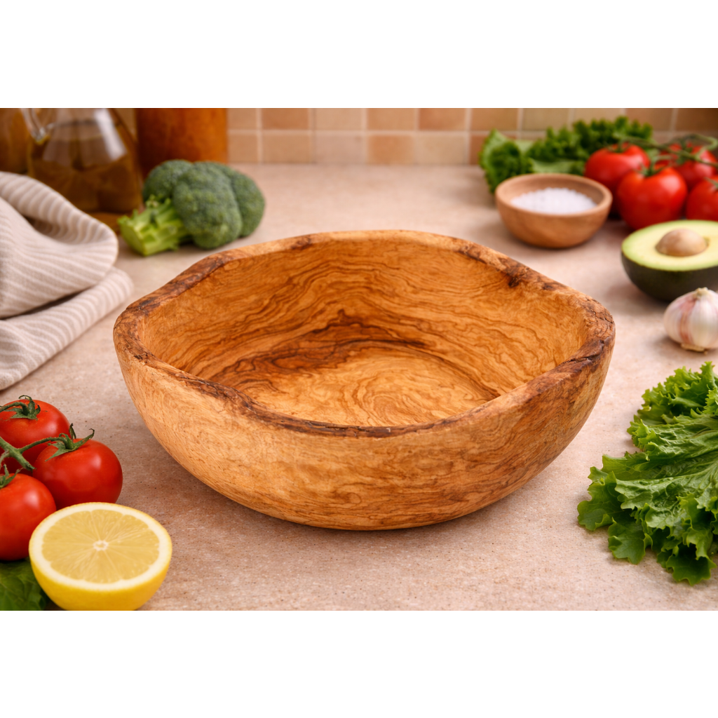 OLIVE WOOD RUSTIC BOWL