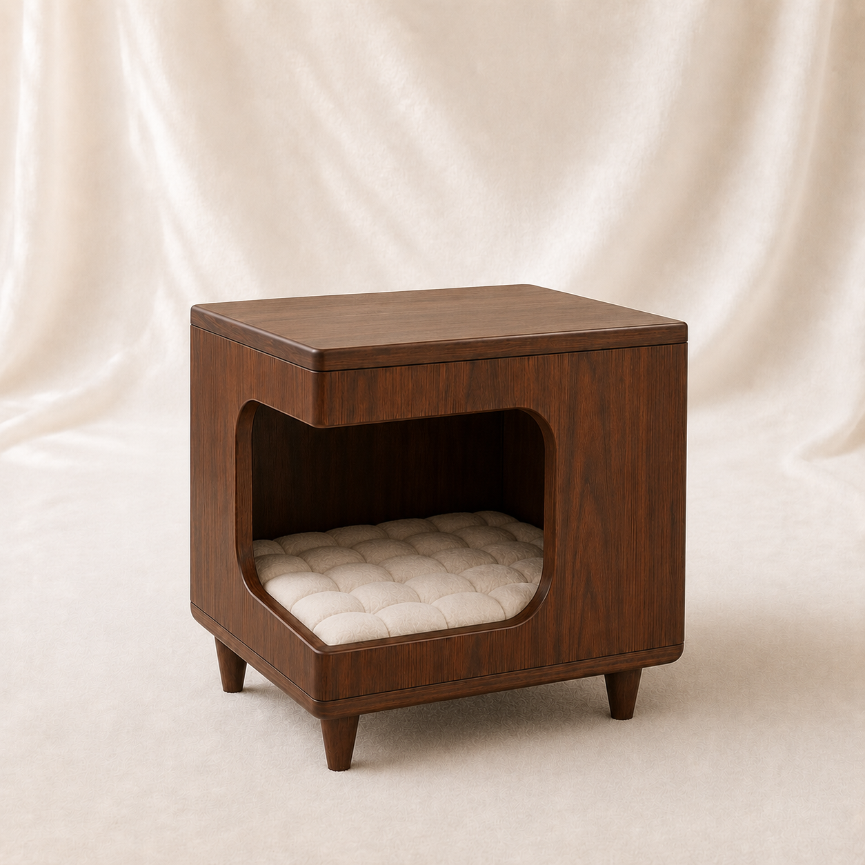 Modern Wooden Pet House Side Table with Cushion