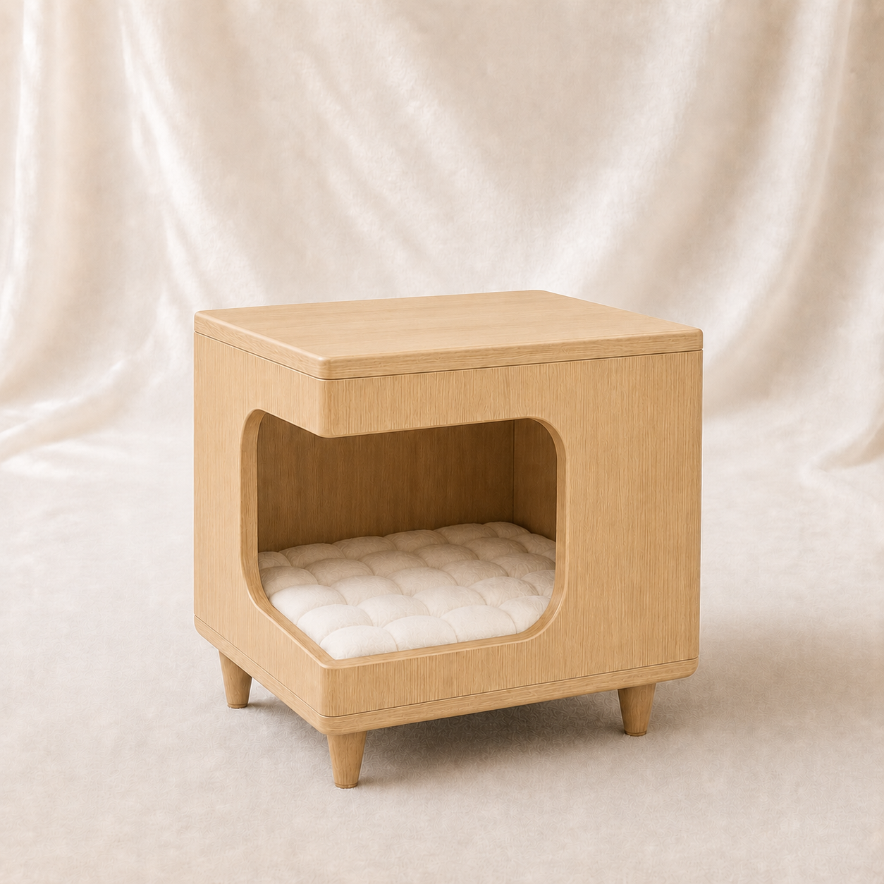 Modern Wooden Pet House Side Table with Cushion