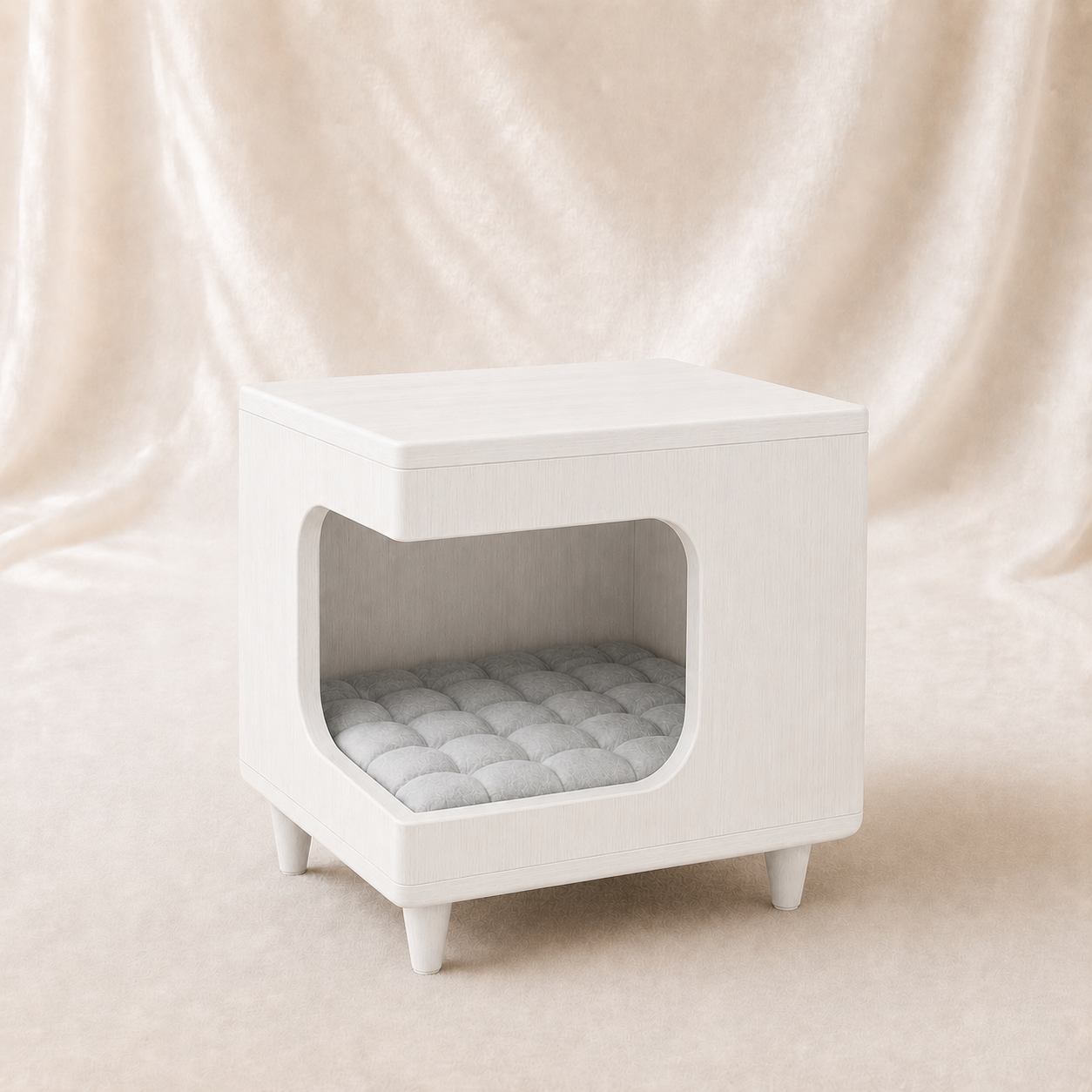 Modern Wooden Pet House Side Table with Cushion