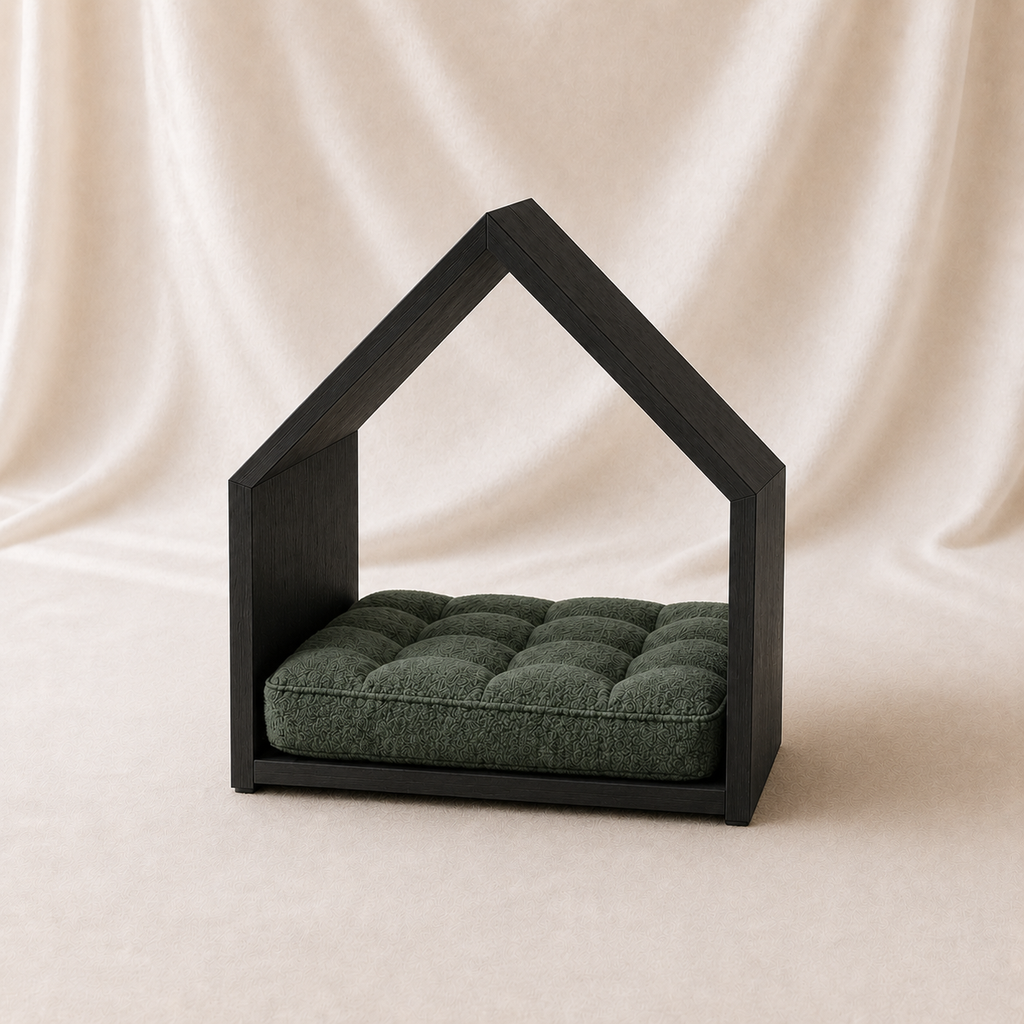 Open House Wooden Dog Bed - Black & Forest Green