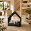 Open House Wooden Dog Bed - Black & Forest Green