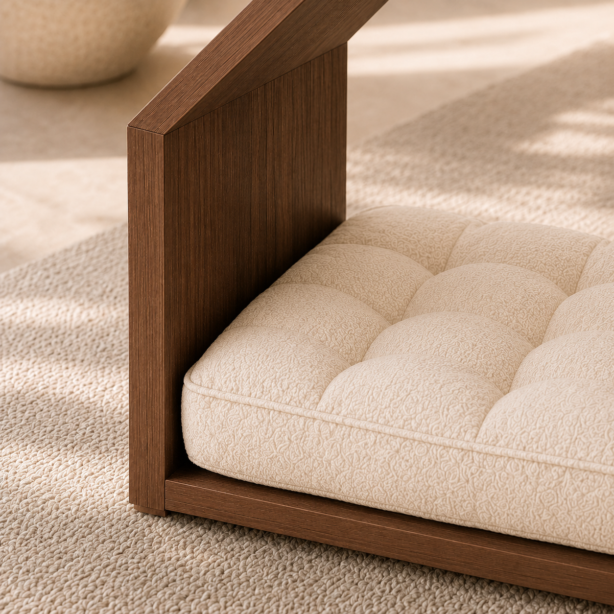 Open House Wooden Dog Bed - Walnut & Cream