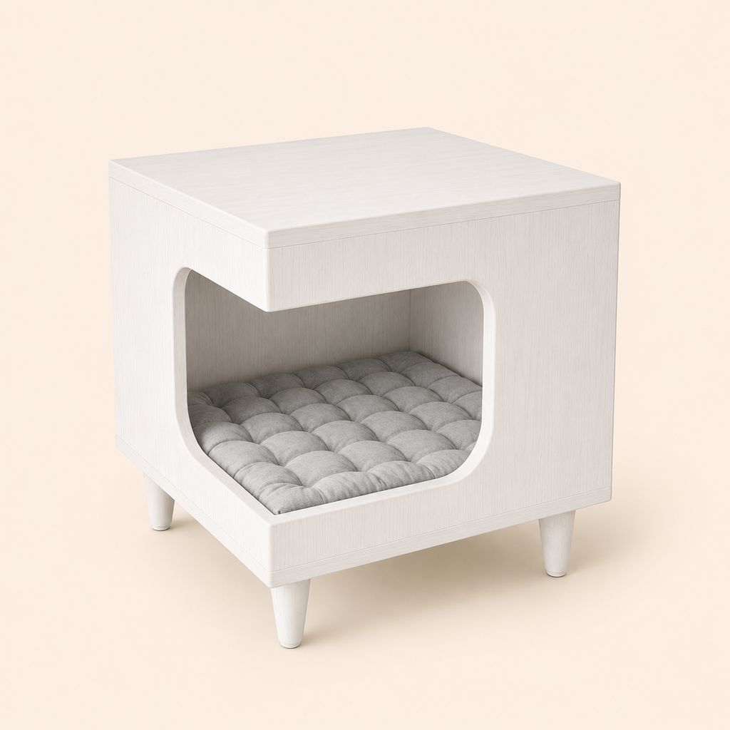 Modern Wooden Pet House Side Table with Cushion