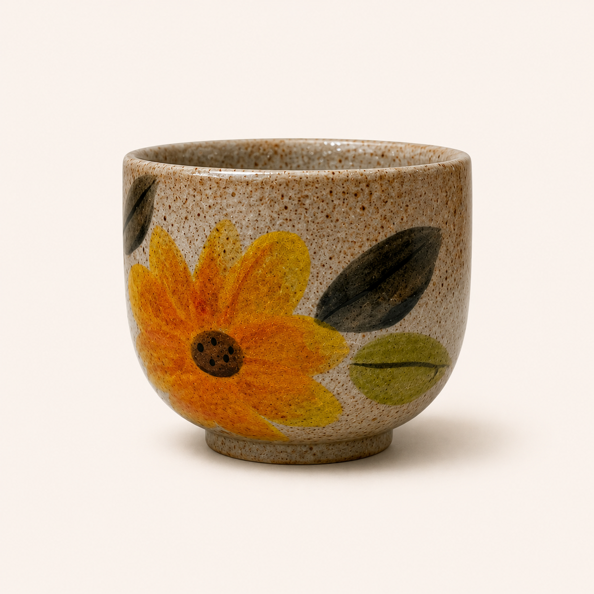Handmade Yellow Flower Small Ceramic Cup