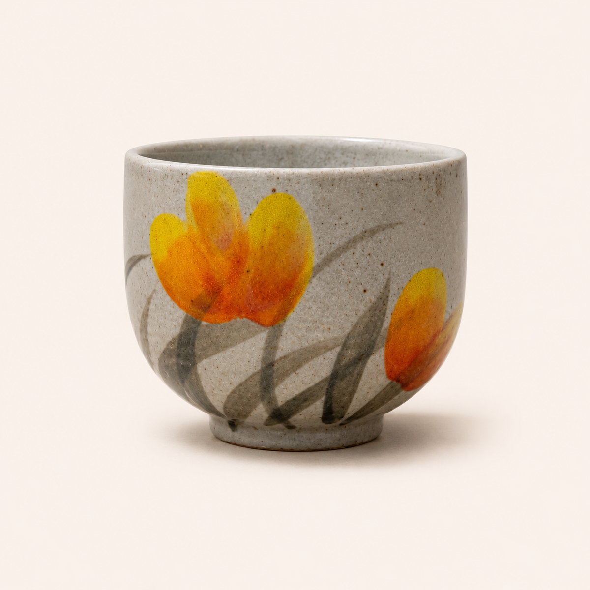 Handmade Yellow Orchid Small Ceramic Cup