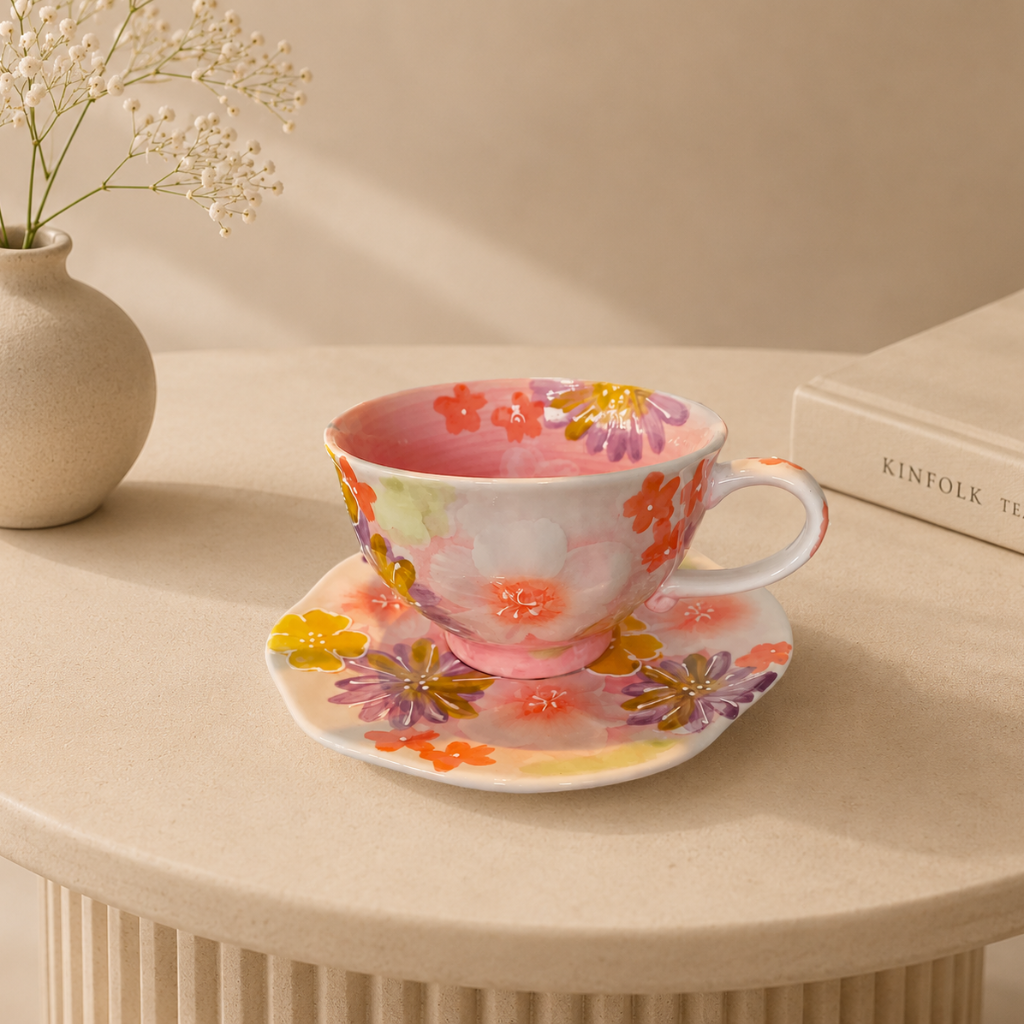 Handmade Pink Petal Coffee Cup