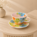 Handmade Orange & Blue Petal Coffee Cup (240ml)