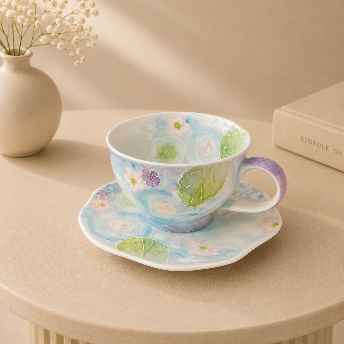 Handmade Blue Petal Coffee Cup
