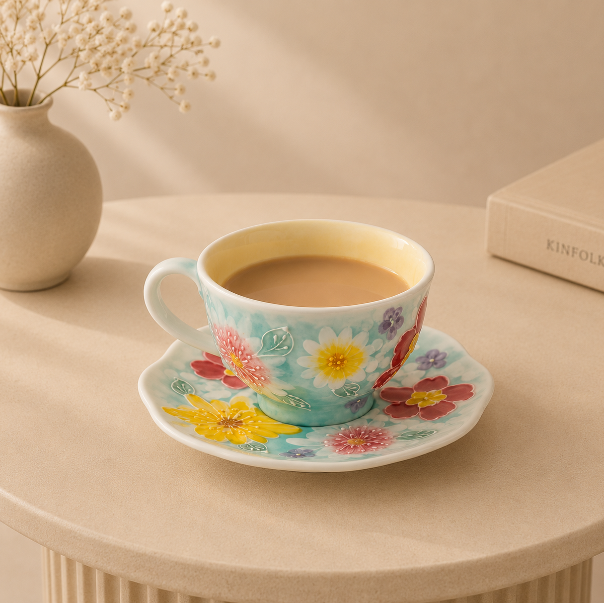 Handmade Red & Blue Petal Coffee Cup